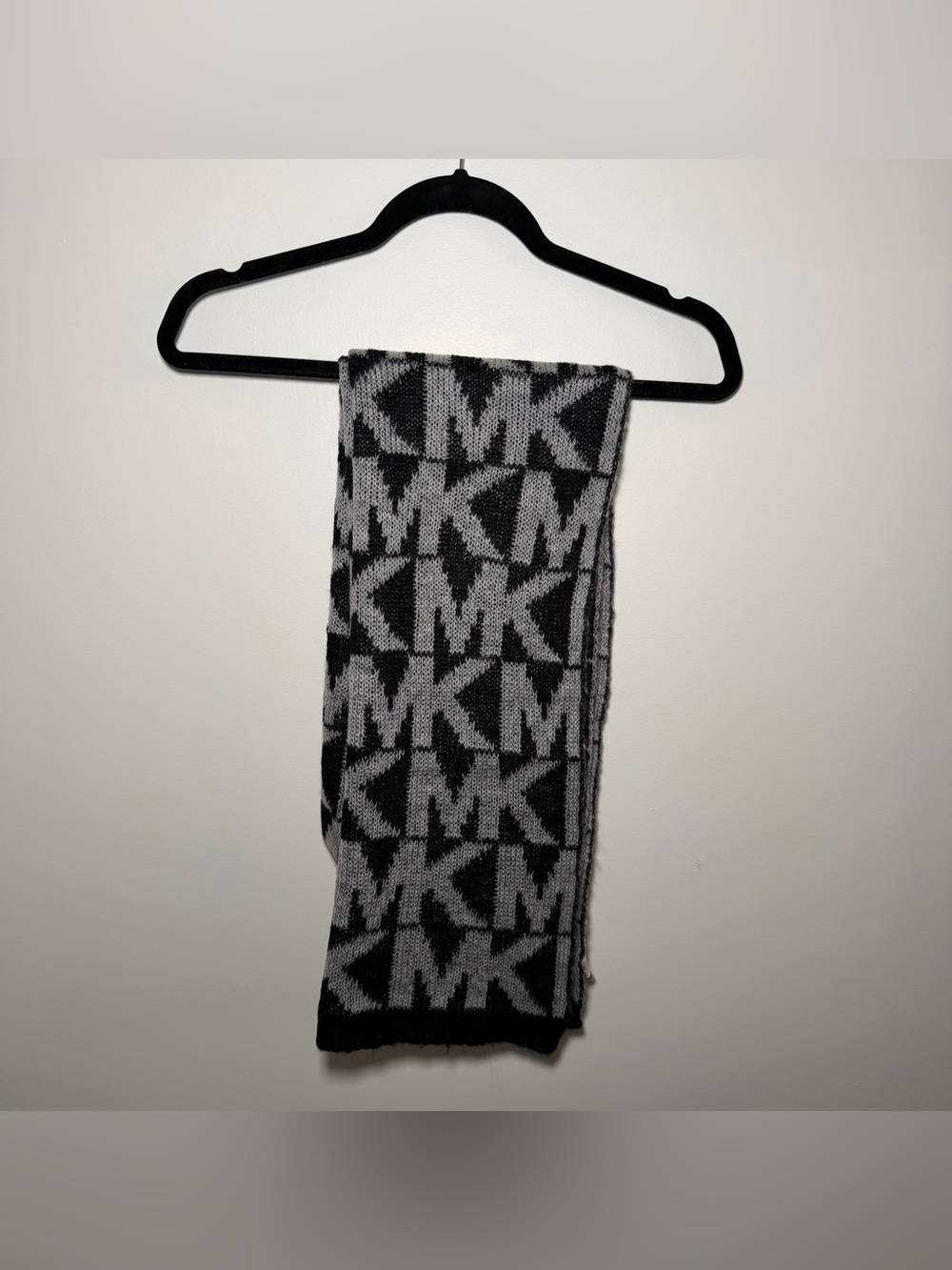 Michael Michael Kors Black & Gray MK Logo Scarf
